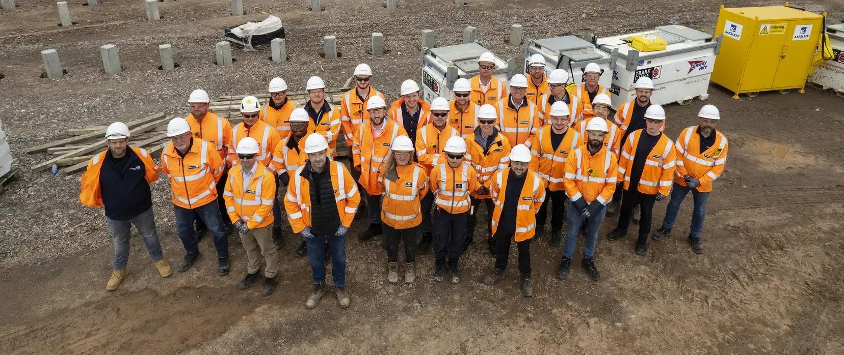 Large overhead shot of YTL Construction team