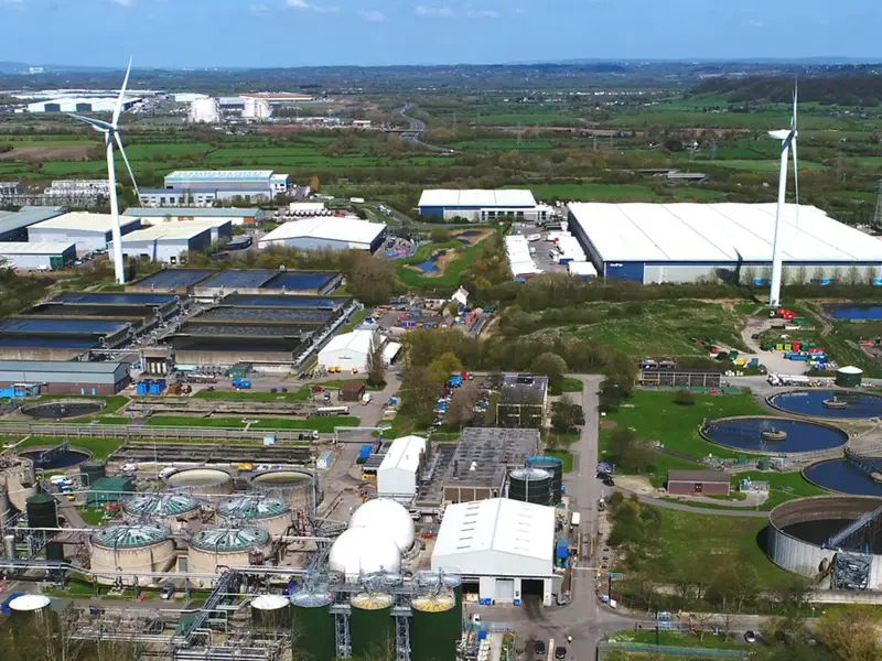 Aerial shot of Avonmouth water recycling centre
