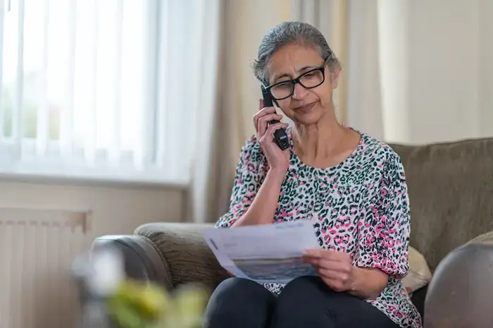 A customer talking on a phone